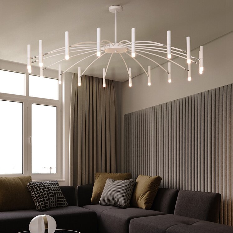 Arisha Moderno LED Urbano Lambada a Sospensione Bianco/Nero Metallo Soggiorno/Camera da Letto