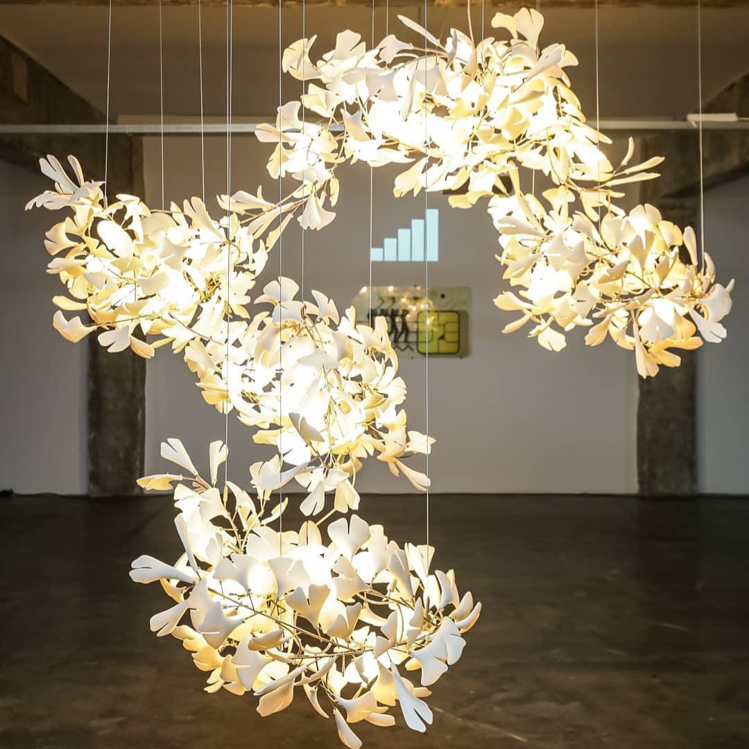 Olivia Design Bellissimo LED Lampade a Sospensione Irregolare Ginkgo Biloba Metallo Ceramico Soggiorno
