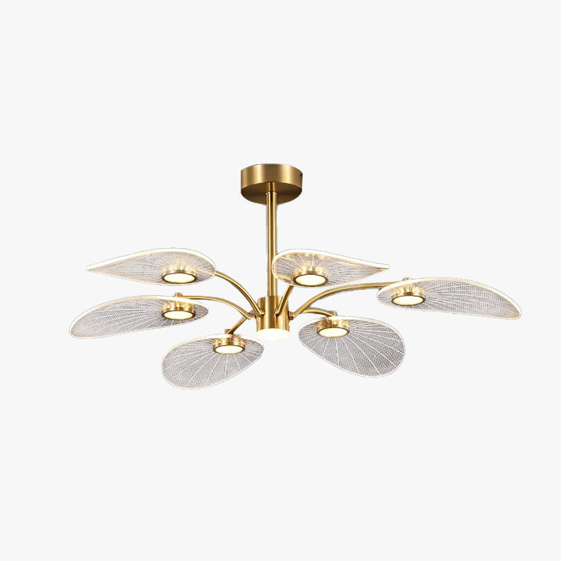 Arisha Arte Deco Foglia LED Lampade a Sospensione Metallo Acrilico Oro Camera da Letto