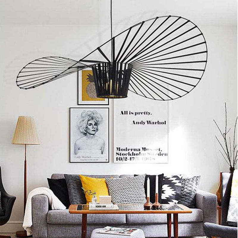 Ritta Lampade a Sospensione Tessuto Nero/Bianco/Oro/Marrone Fiore Moderne