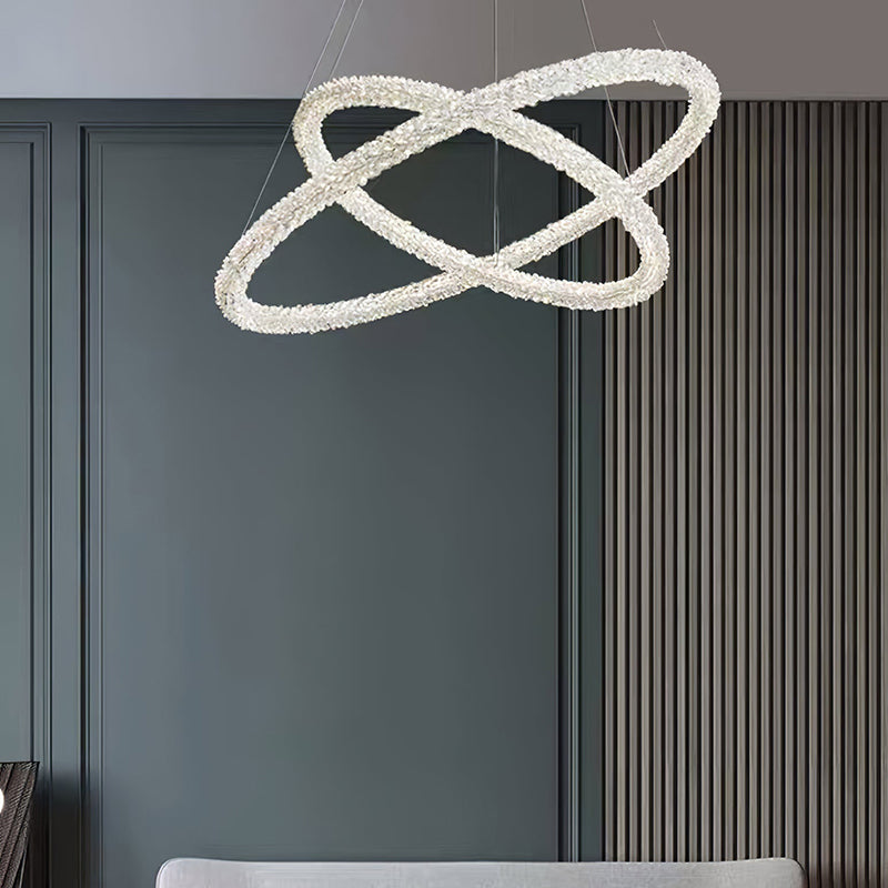 Kristy Lampada a Sospensione Arte Deco Metallo/Cristallo Bianco Soggiorno