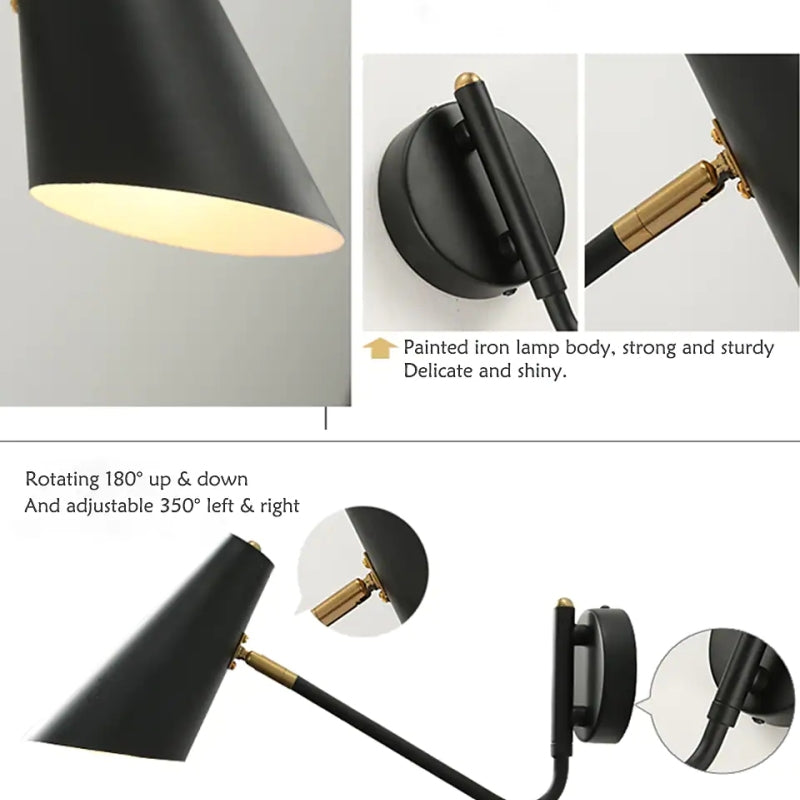 Epoch Moderna Minimalismo LED Piccolo Applique Metallo Nero/Oro Sala da Pranzo/Soggiorno/Camera da Letto