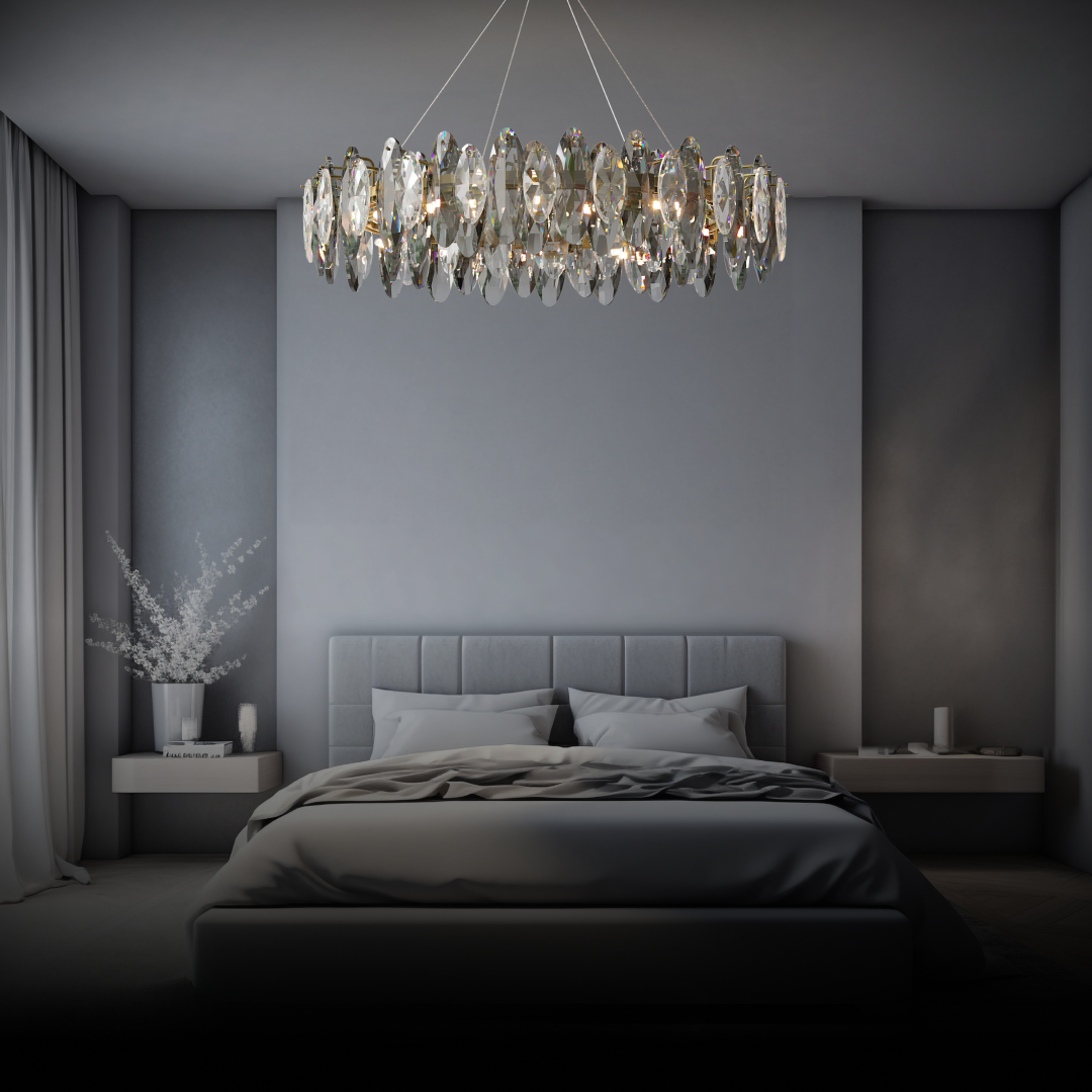 Kristy Cristallo LED Vetro/Metallo Lampadari Ellittica Oro Soggiorno