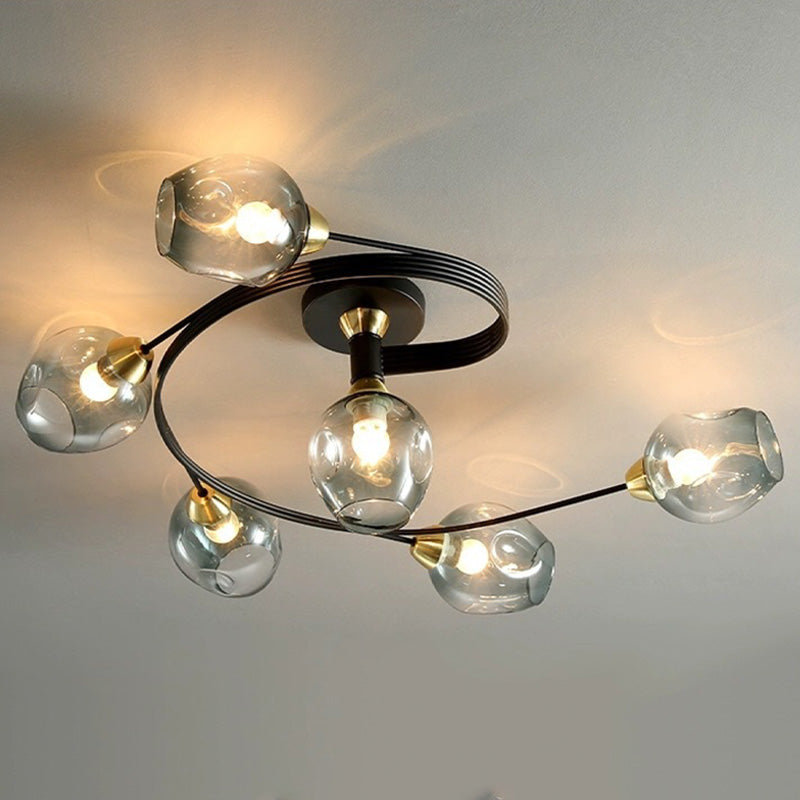 Valentina Moderno LED Spirale Plafoniere Metallo Vetro Nero/Oro Sala da Pranzo/Soggiorno/Camera da Letto