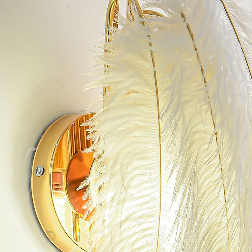 O'Moore Moderno Arte Deco LED Applique Metallo/Piuma Oro Soggiorno/Camera da Letto