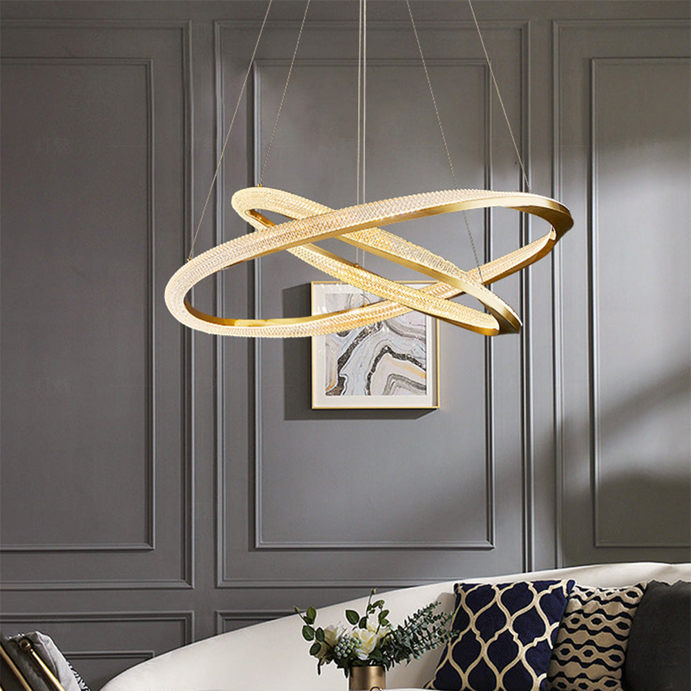 Kristy Minimalismo LED Squillo Lampade a Sospensione Metallo Acrilico Oro/Nero Soggiorno/Camera da Letto