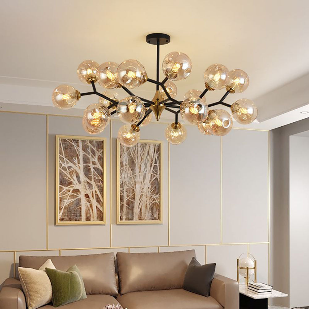 Valentina Arte Deco LED Bellissimi Soffitto Lampade a Sospensione Vetro Ambra Bolle Soggiorno/Camera da Letto