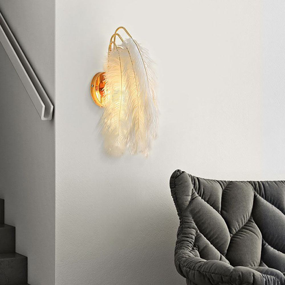 O'Moore Moderno Arte Deco LED Applique Metallo/Piuma Oro Soggiorno/Camera da Letto
