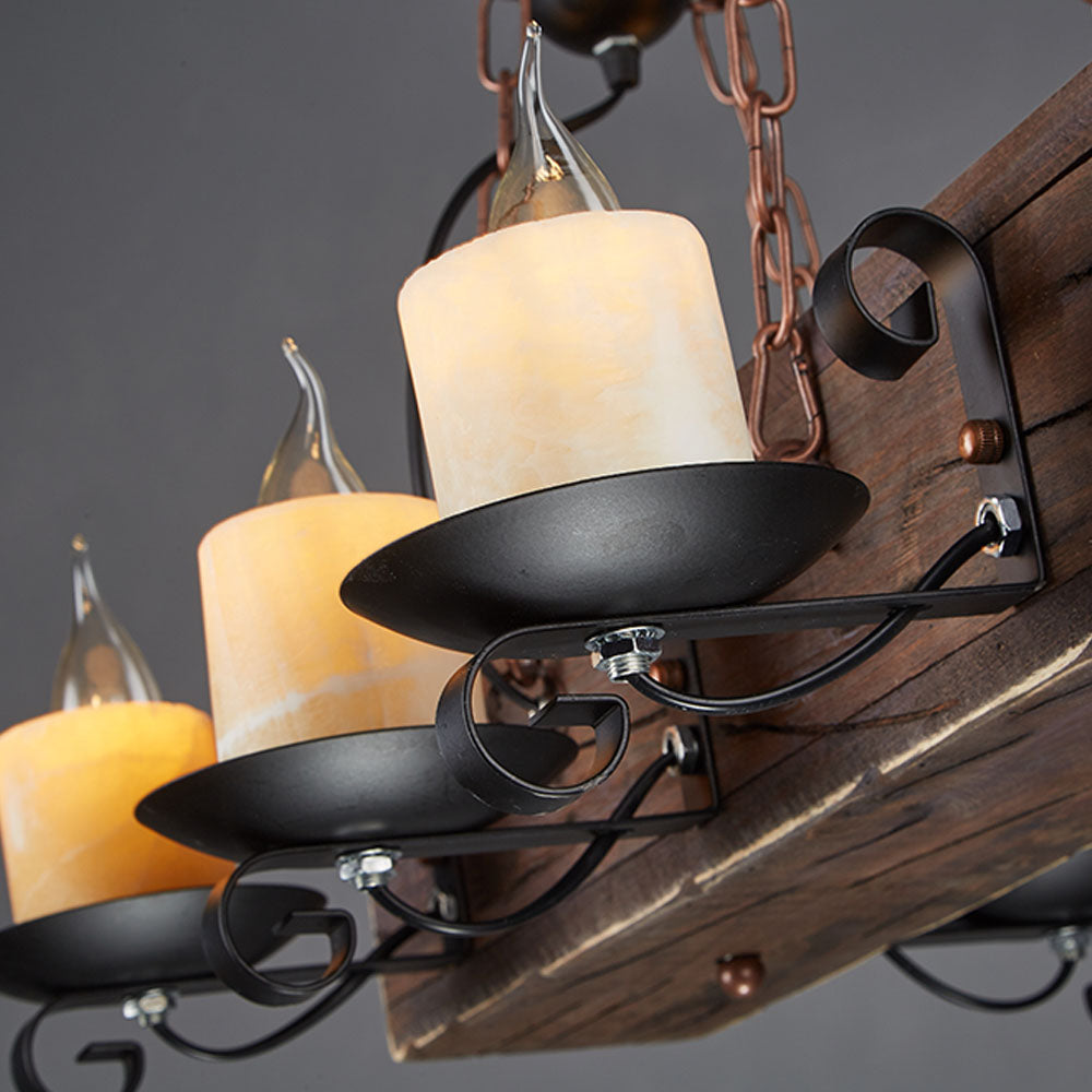Epoch Retro Rettangolare Metallo/Legno Lampada a Sospensione Noce