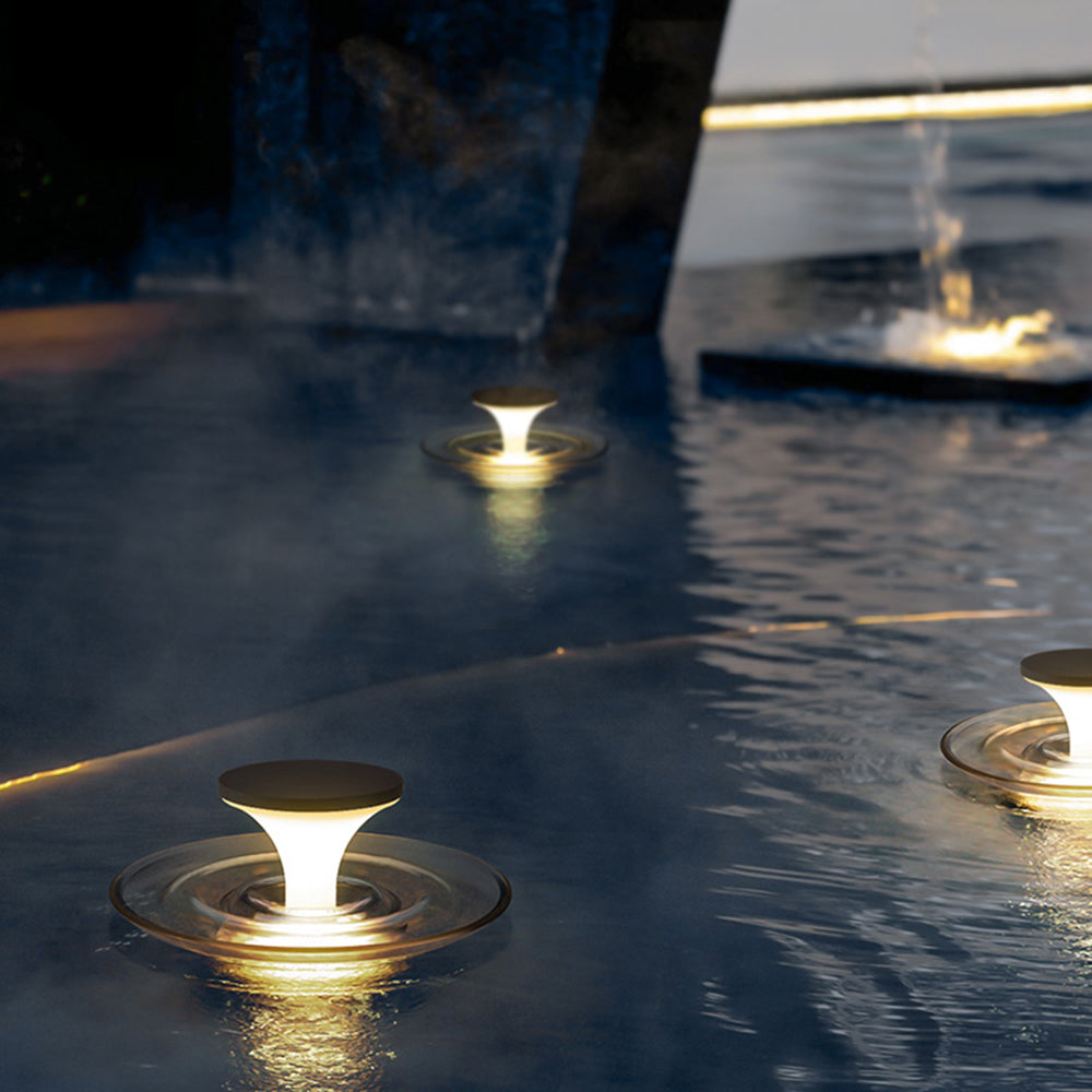 Ray Moderno Rotondo Metallo Acrilico Solare Piscina Lampade da Esterno