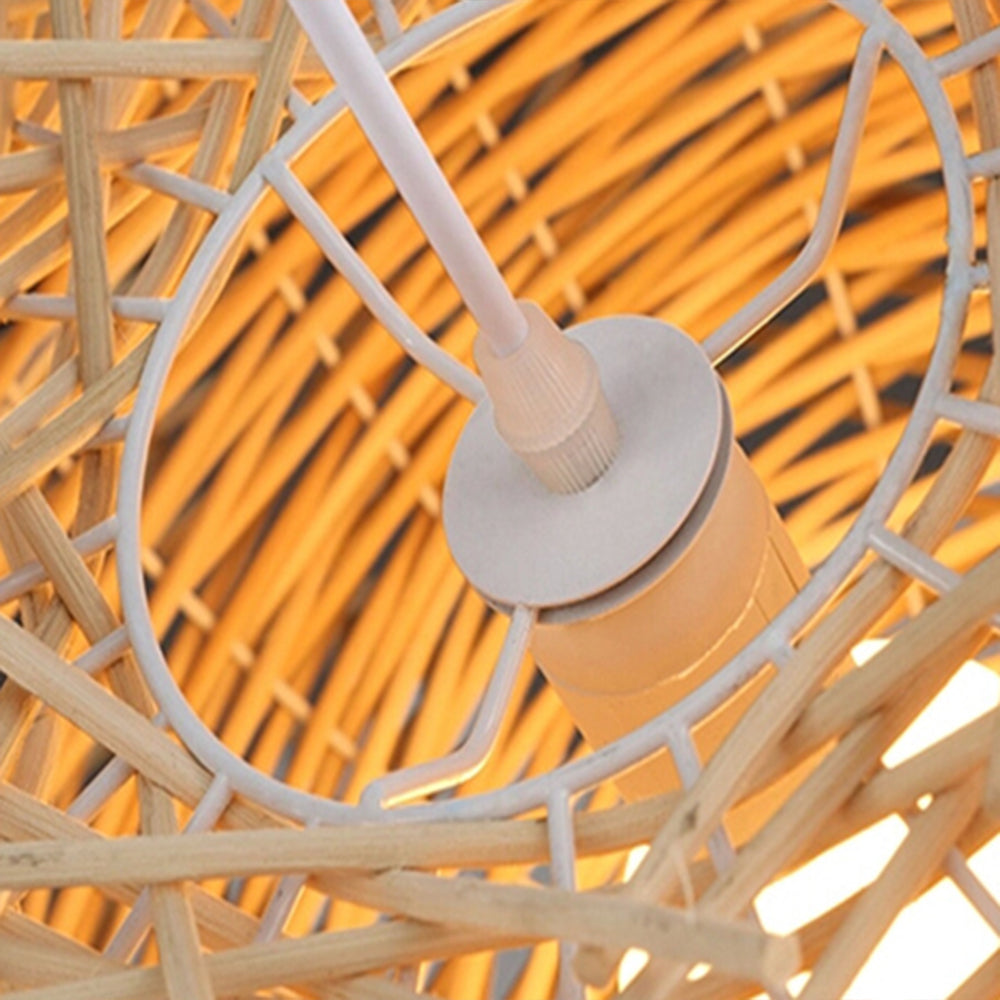 Muto Nido Uccelli Legno Rattan Lampade a Sospensione Marrone Legno