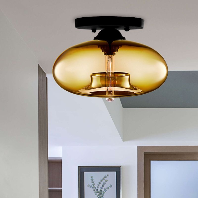 Arisha Industriale Arte Deco Globo Metallo Vetro Plafoniere Soggiorno