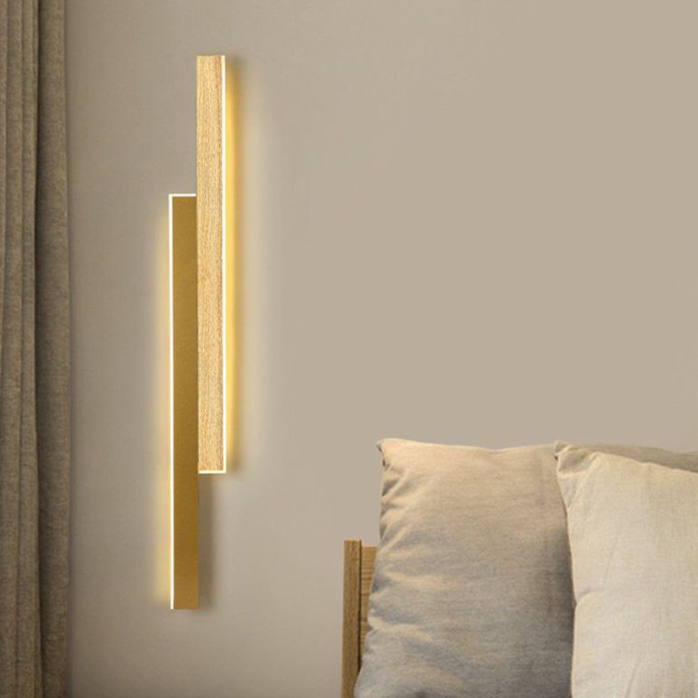 Muto Design LED Applique Metallo Acrilico Marrone/Legno Duo-Lineare Bagno