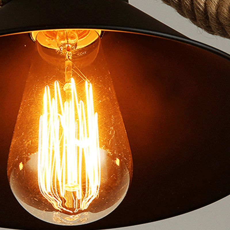 Epoch Vintage Metallo/Corda LED Sospensione Nero Soggiorno/Bar/Ristorante