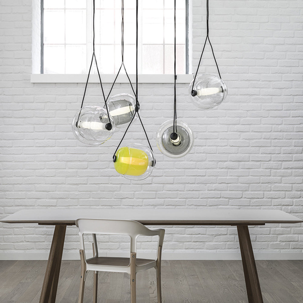 Valentina Moderni LED Bolla Vetro Lampade a Sospensione Blu/Giallo/Rosa/Grigio Fumo/Bianco/Chiaro Soggiorno/Camera da Letto
