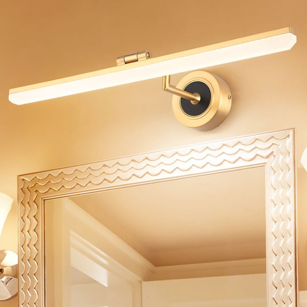 Arisha Design Vintage LED Applique Rettangolo Lineare Specchio Metallo Anteriore Nero/Oro Bagno