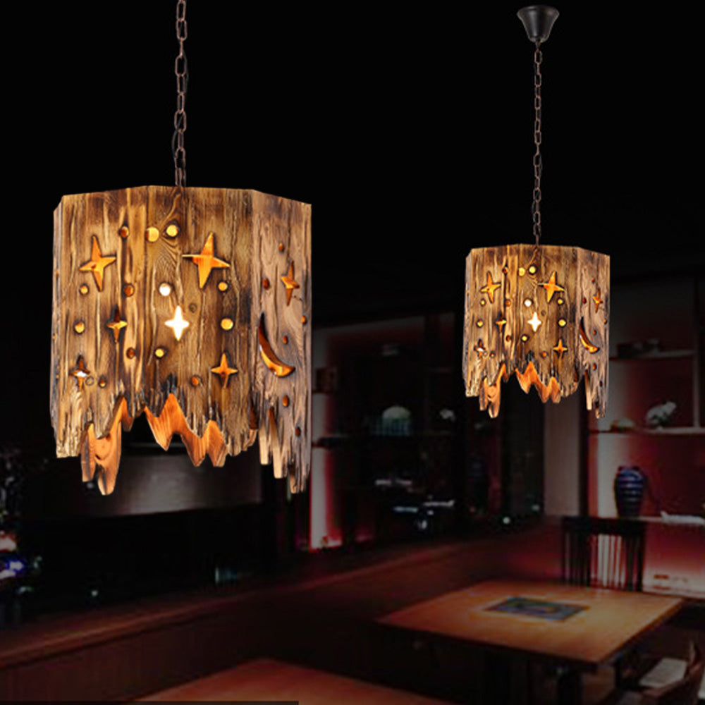 Epoch Lampada a Sospensione Metallo/Legno Stellato Retro Soggiorno