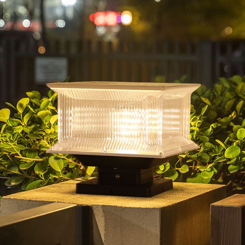 Ray Contemporaneo LED Rettangolare Metallo Acrilico Lampada da Esterno, Nero