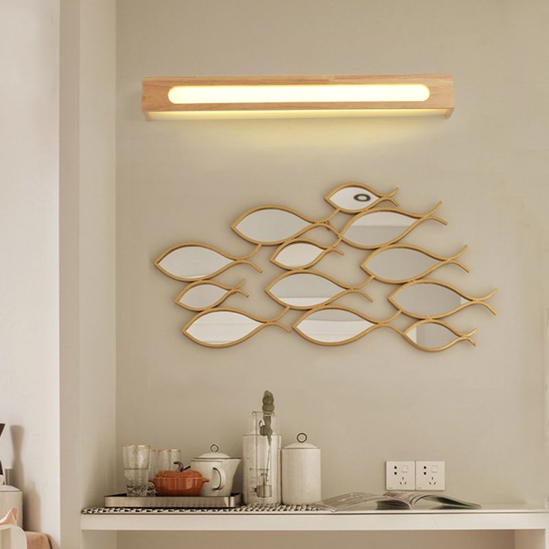 Muto Minimalista LED Lineare Applique Legno Marrone Soggiorno/Camera da Letto/Bagno