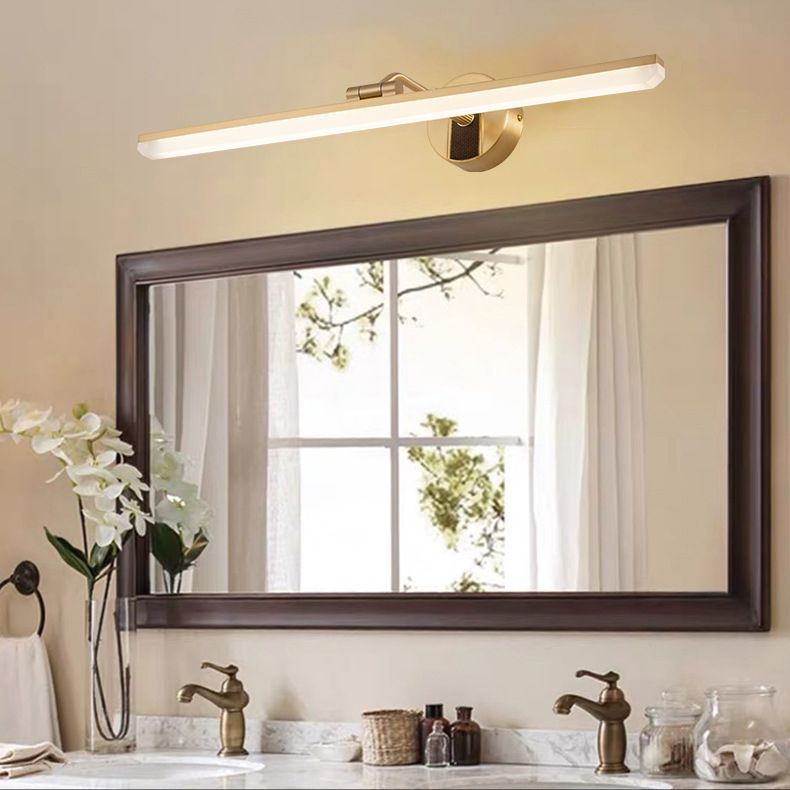 Applique Moderno Minimalismo Lungo LED Applique Metallo Oro Specchio Bagno