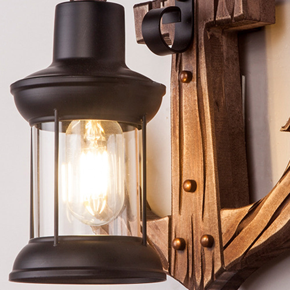 Epoch Vintage LED Ancora Applique Metallo Legno Lanterna Bianco/Marrone Soggiorno/Camera da Letto