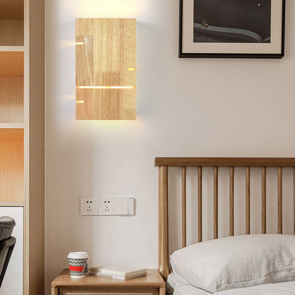 Muto Minimalista LED Applique Rettangolare Legno Soggiorno/Camera da Letto