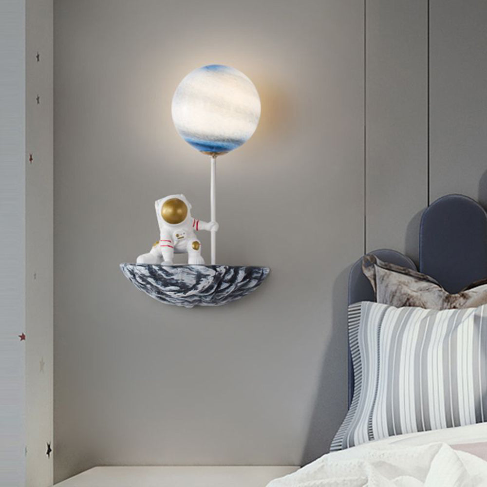Aria Design LED Astronauta Decorativo Applique Metallo Vetro Acrilico Bianco/Blu-Bianco Soggiorno/Camera da Letto