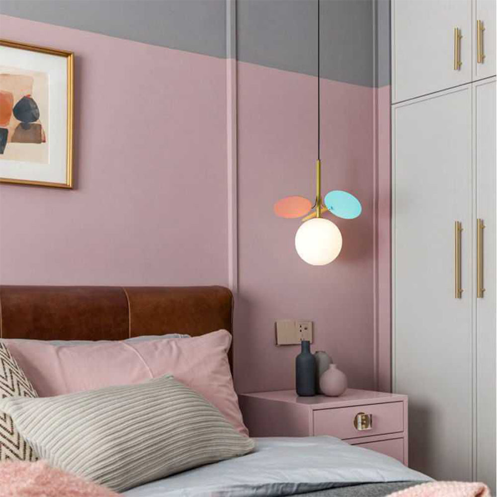 Arisha Moderne Arte Deco Globo Lampada a Sospensione Bianco Metallo/Vetro