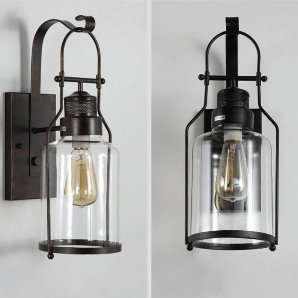 Silva Vintage Industriale LED Applique Vetro Metallo Nero/Ruggine Soggiorno/Camera da Letto