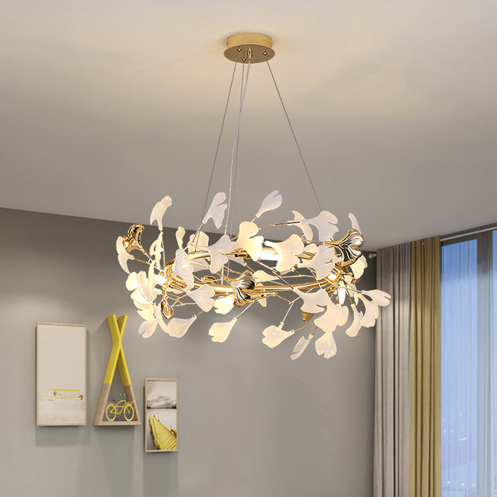 Olivia Moderne LED Lampade a Sospensione Ginkgo Biloba Metallo Oro Petalo Soggiorno/Camera da Letto