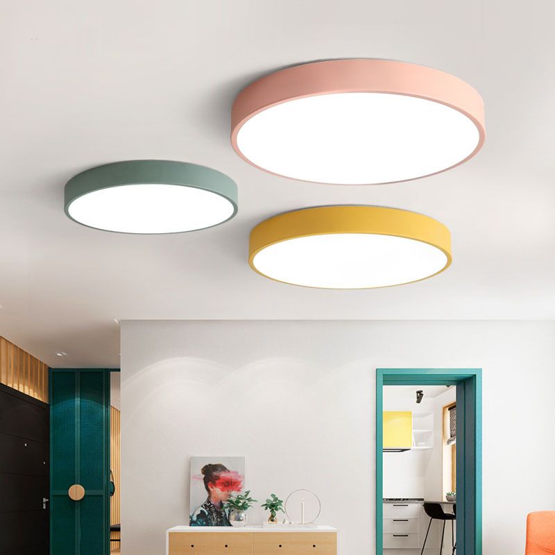Valentina Moderno LED Plafoniere Rotondo Circolare Semplice Giallo/Blu/Verde/Rosa/Grigio Soggiorno/Camera da Letto