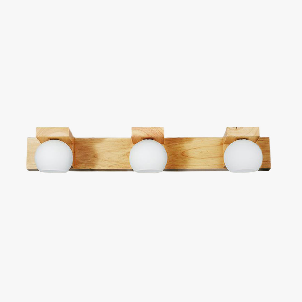 Muto Moderni LED Piccolo Applique Vanità Specchio Sfera Legno Bagno