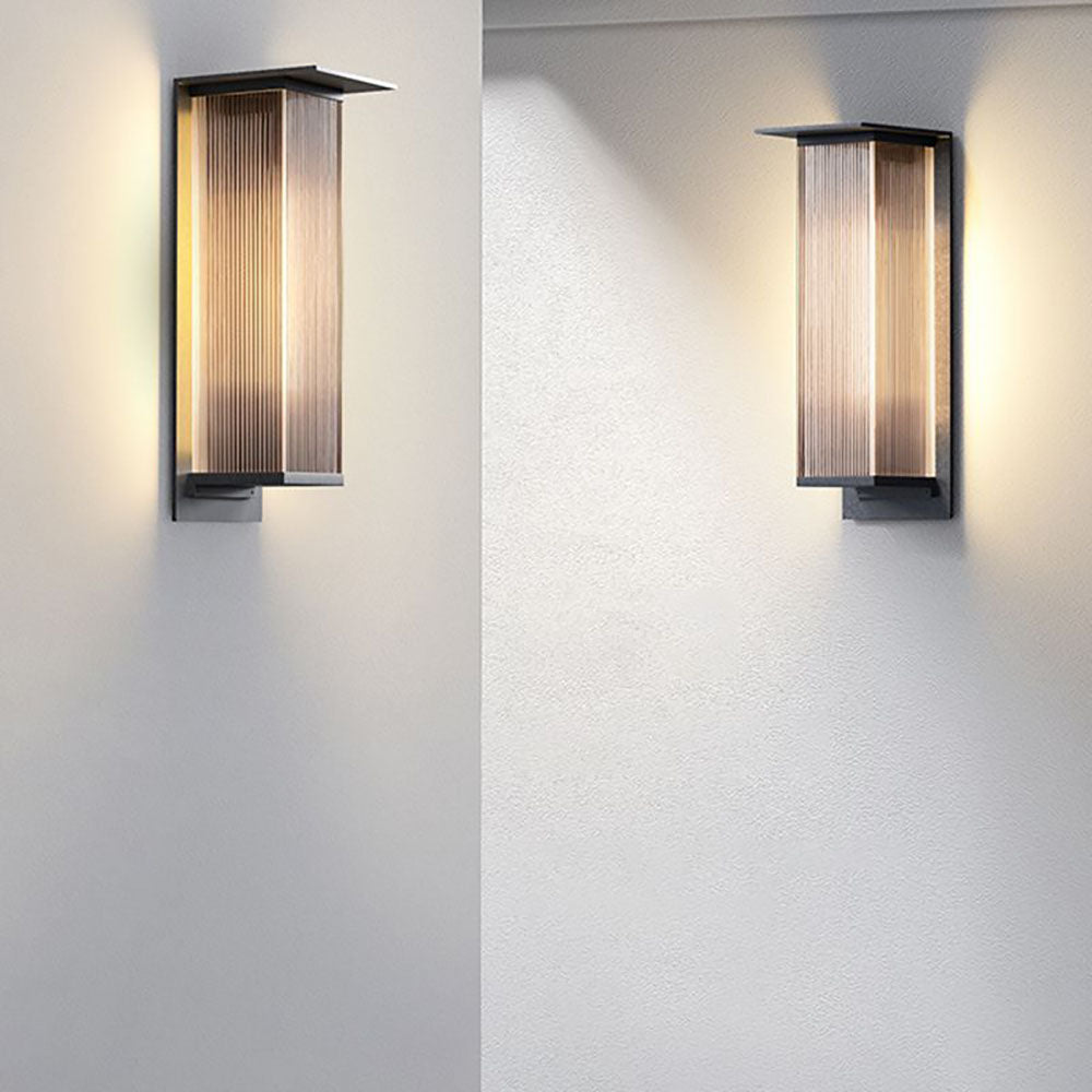 Ray Moderno Rettangolare LED Applique da Esterno Nero Metallo Corridoio/Giardino