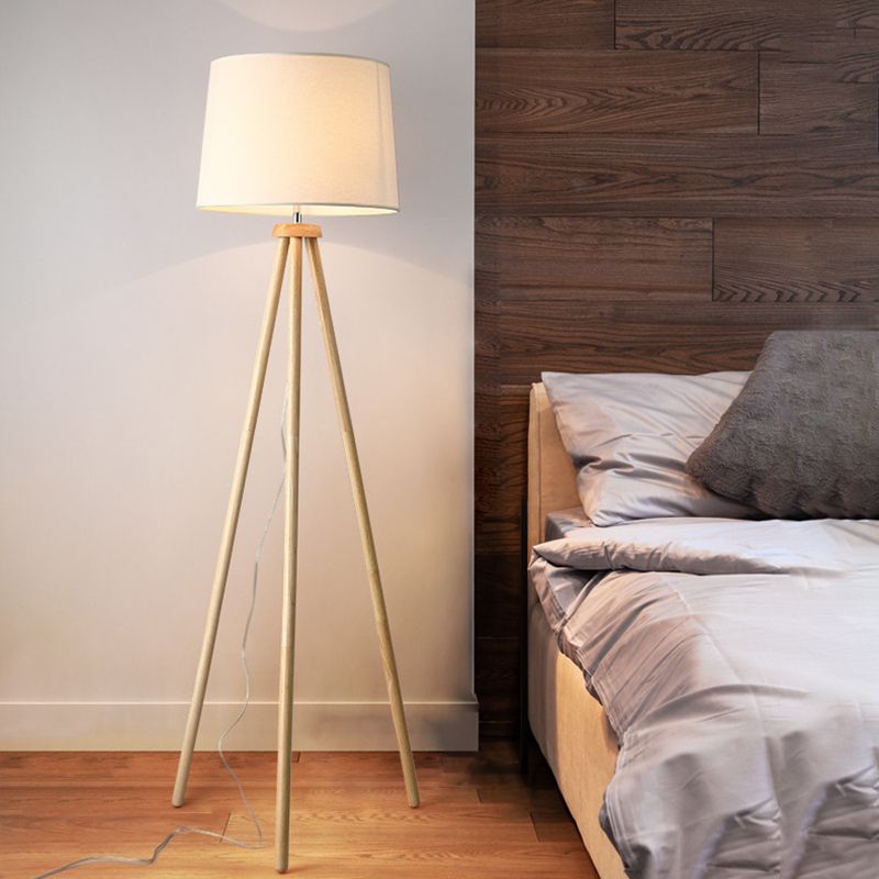 Ritta Moderne LED Base Lampade da Terra Legno/Tessuto Salotto