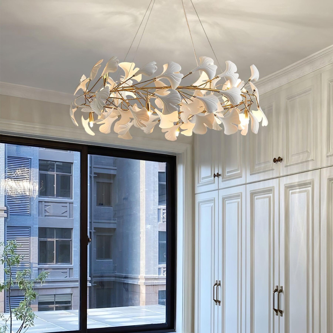 Olivia EarthenGlo Lampadario Art Deco bianco da cucina moderna, Metallo e Ceramica