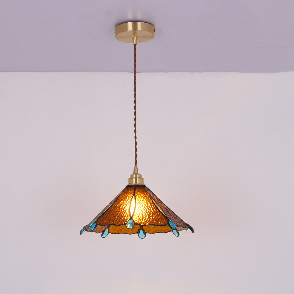 Tiffany Vintage Metallo/Vetro Sospensione Giallo/Trasparente/Verde/Rame/Rosso/Blu Soggiorno