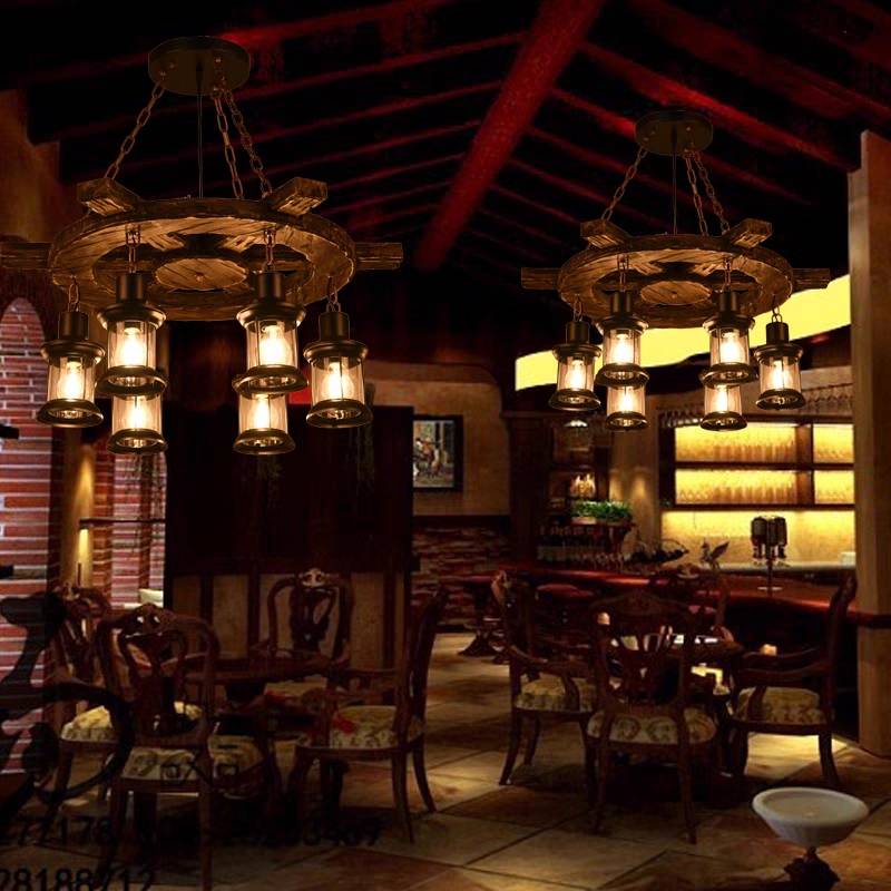 Epoch Naturale Legno Vetro Lampade a Sospensione Bar