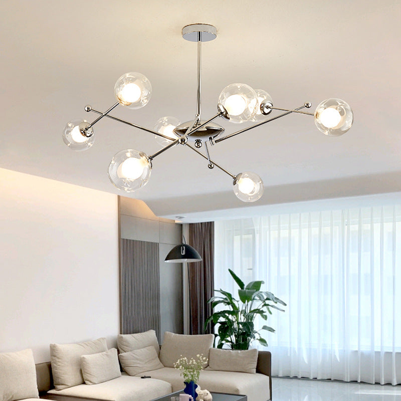 Valentina Moderno Metallo/Vetro Lux Lampadario Cromo Camera da letto/Soggiorno