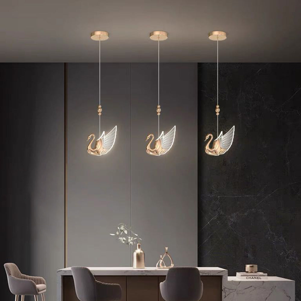 Arisha Moderno LED Creativo Cigno Lampade a Sospensione 2 Colori Metallo Acrilico Camera da Letto
