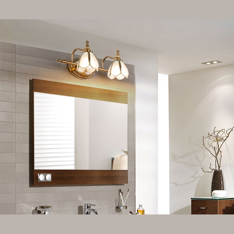 Arisha Vetro LED Fiore Bellissimo Vintage Applique Metallo Bianco/Giallo Soggiorno/Camera da Letto