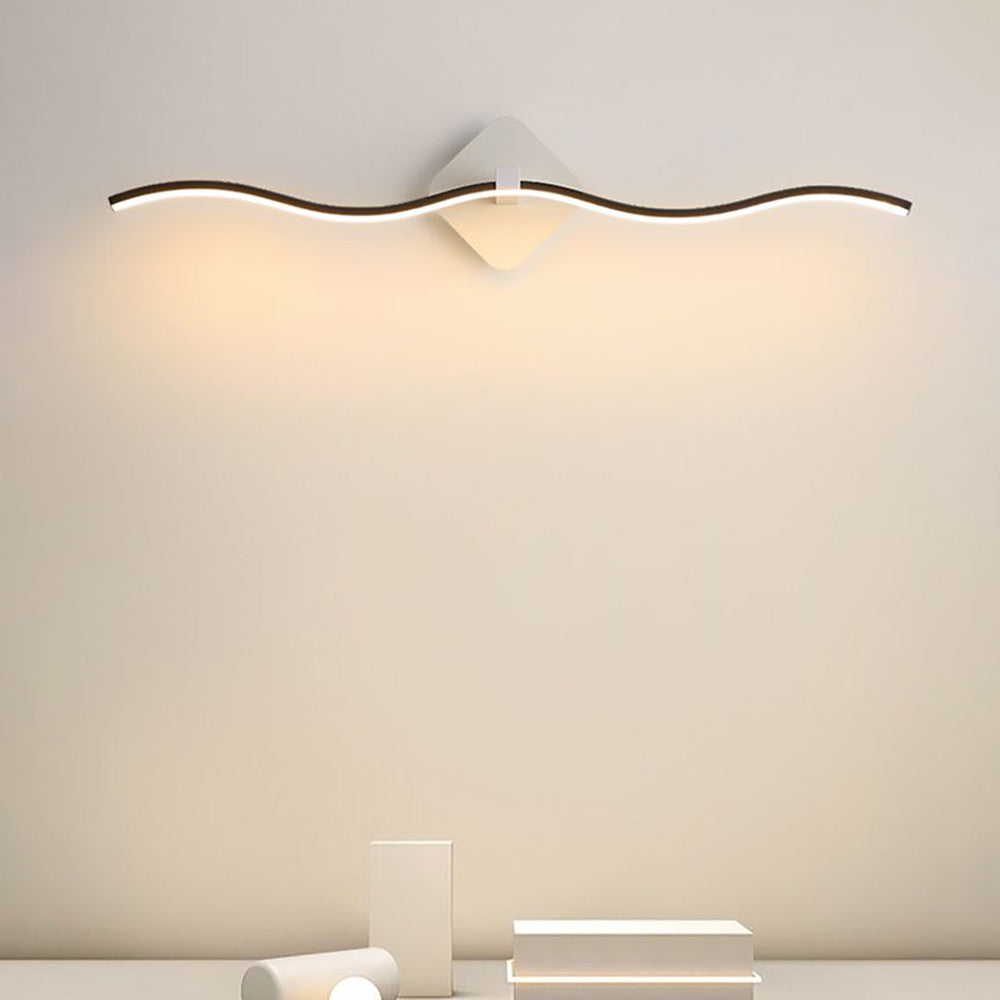 Arisha Minimalista LED Applique Onda Lineare Metallo Nero/Bianco Bagno