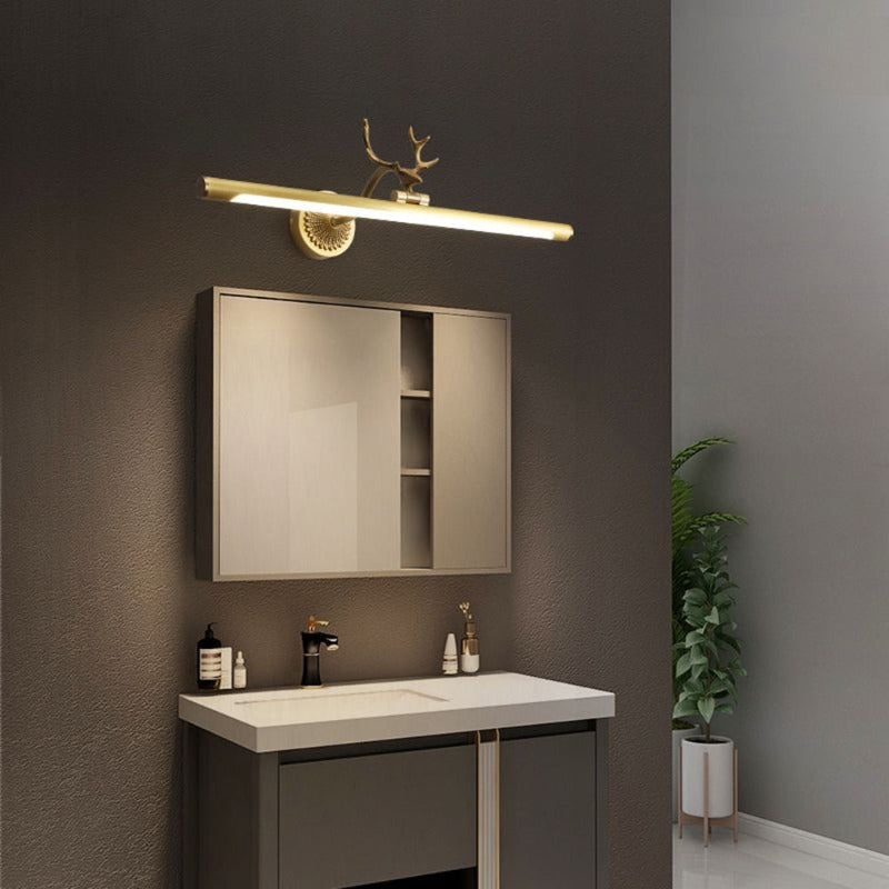 Arisha Applique Moderno LED Corno Cervo Forma Vanità Specchio Anteriore Nero/Ottone