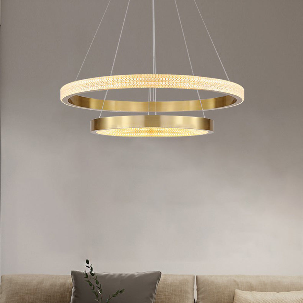 Kristy Moderna LED Lampada a Sospensione Anello Metallo Acrilico Oro/Nero