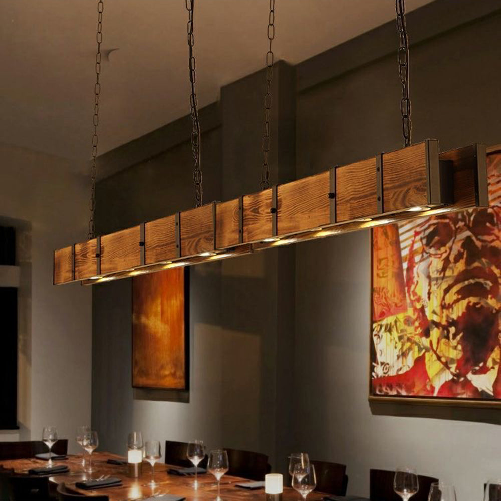 Silva Vintage LED Lampada a Sospensione Legno Lineare Soggiorno/Ristorante