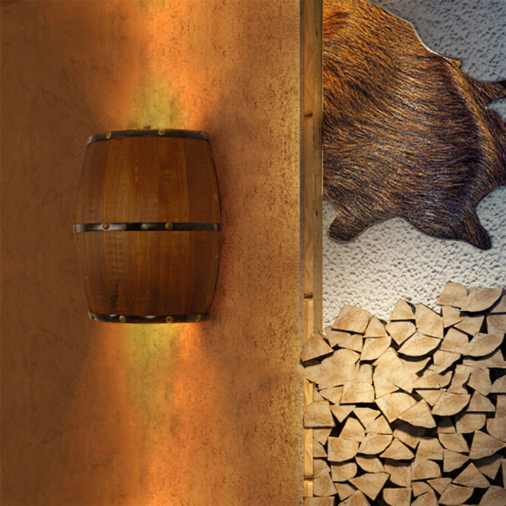 Silva Vintage Industriale LED Applique Botte Metallo Legno Marrone Soggiorno/Camera da Letto