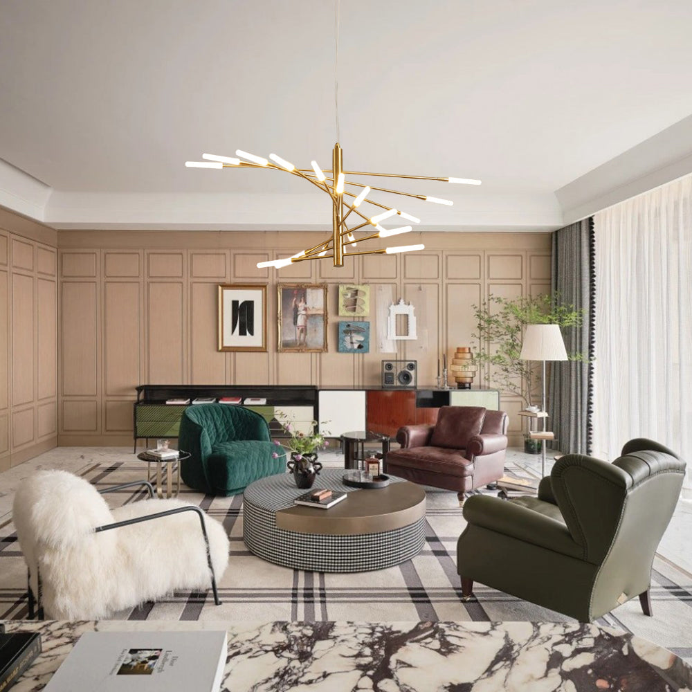 Arisha Lampada a Sospensione Moderno Multi-Line in Metallo/Acrilico Nero/Oro