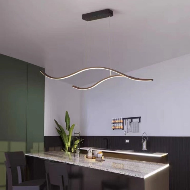 Arisha Curvo Moderno Lineare Lampade a Sospensione Nero/Oro LED
