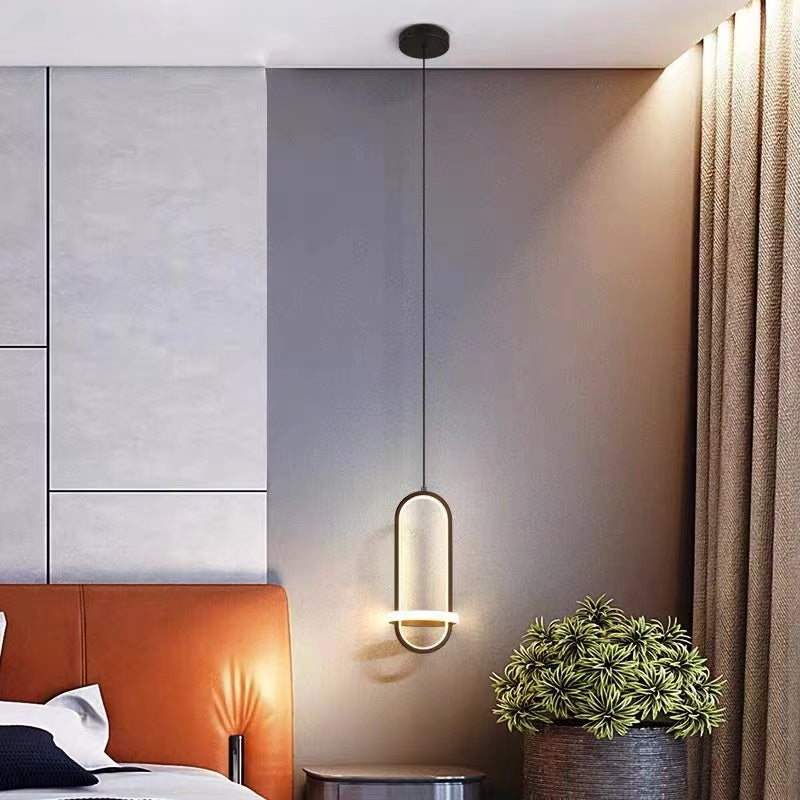 Arisha Minimalista Moderna LED Lampada a Sospensione Squillo LED Nero/Oro Soggiorno/Camera da Letto