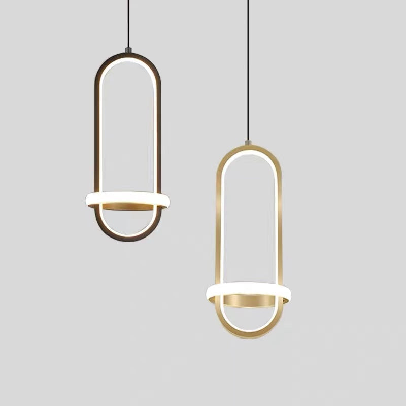 Arisha Minimalista Moderna LED Lampada a Sospensione Squillo LED Nero/Oro Soggiorno/Camera da Letto