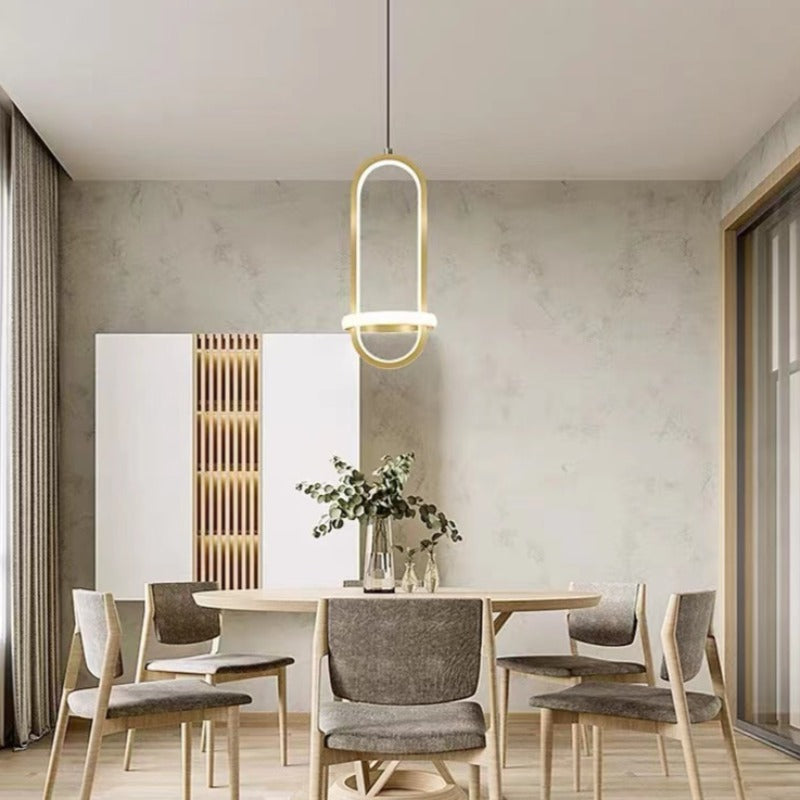 Arisha Minimalista Moderna LED Lampada a Sospensione Squillo LED Nero/Oro Soggiorno/Camera da Letto